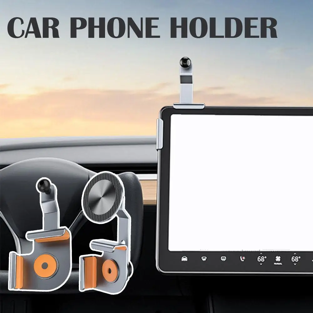 For Tesla Y/highland 2024 Car Phone Holder Screen Side Adjustable Mount Tools Accessries Cellphone Auto Angle Mount Magneti I0i4