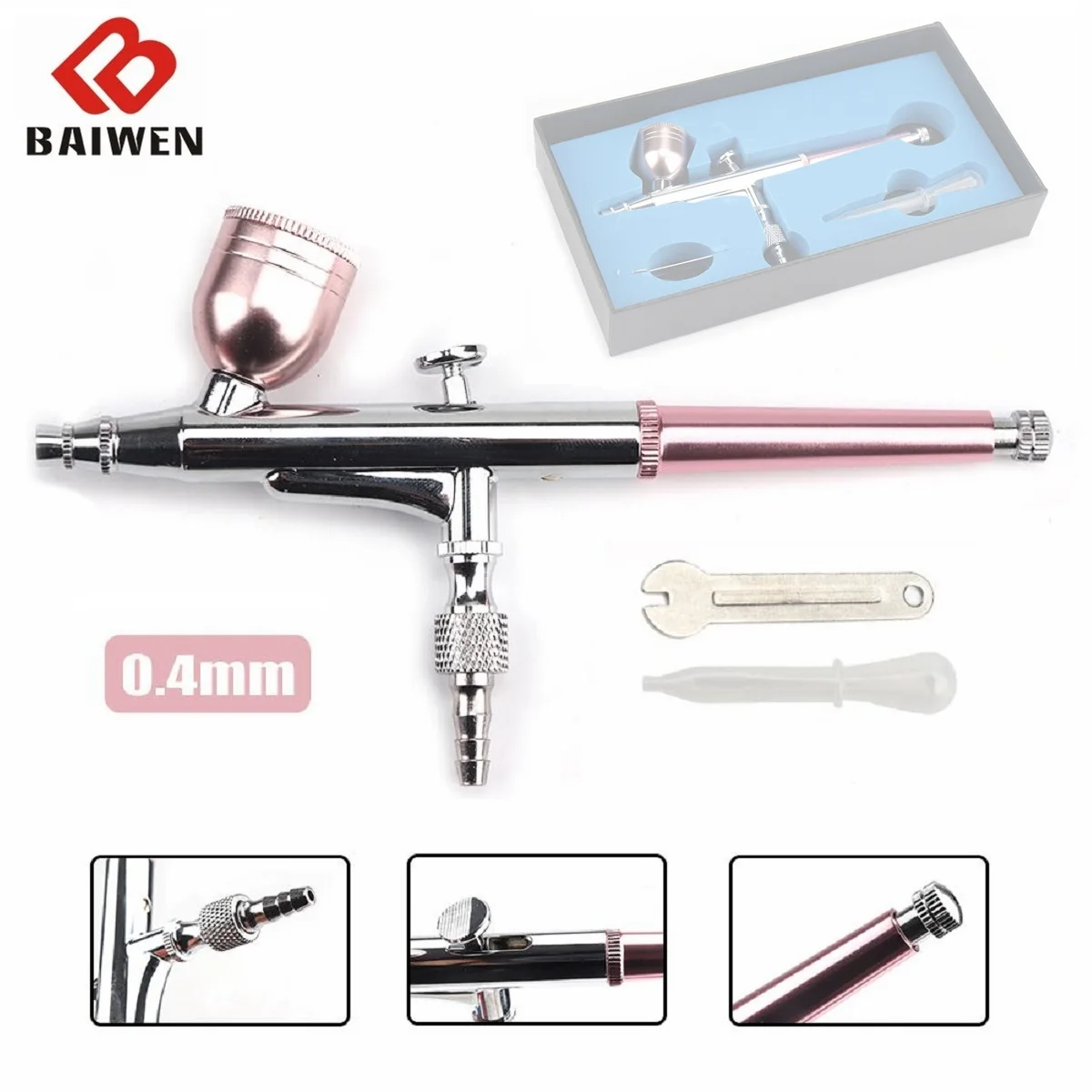 

0.4mm Nozzle Airbrush Dual Action Gravity Feed Paint Nail Spray Gun Adjustable Cake Decorating Brushes For Nail Manicure