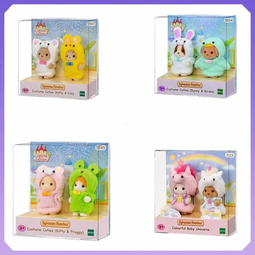 Sylvanian Families Figurine Doll Kawaii Rainbow Unicorn Costume Children Toys Cute Room Decoration Christmas Gift For Kids Toys