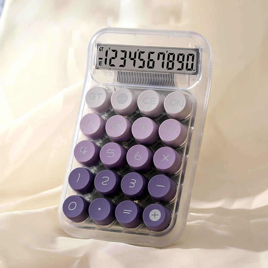 2025 1pc Calculadora de botón grande degradado transparente Calculadora electrónica de pantalla grande Calculadora específica para estudiantes de 10 dígitos