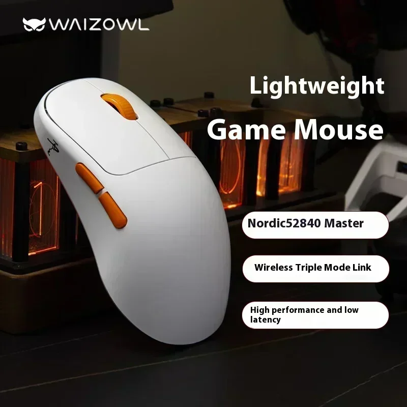 WAIZOWL OGM Cloud Gaming Mouse  Paw3395 Sensor Wireless Bluetooth Wired 3-mode Lightweight Mouse PC Gifts for Office  Gaming