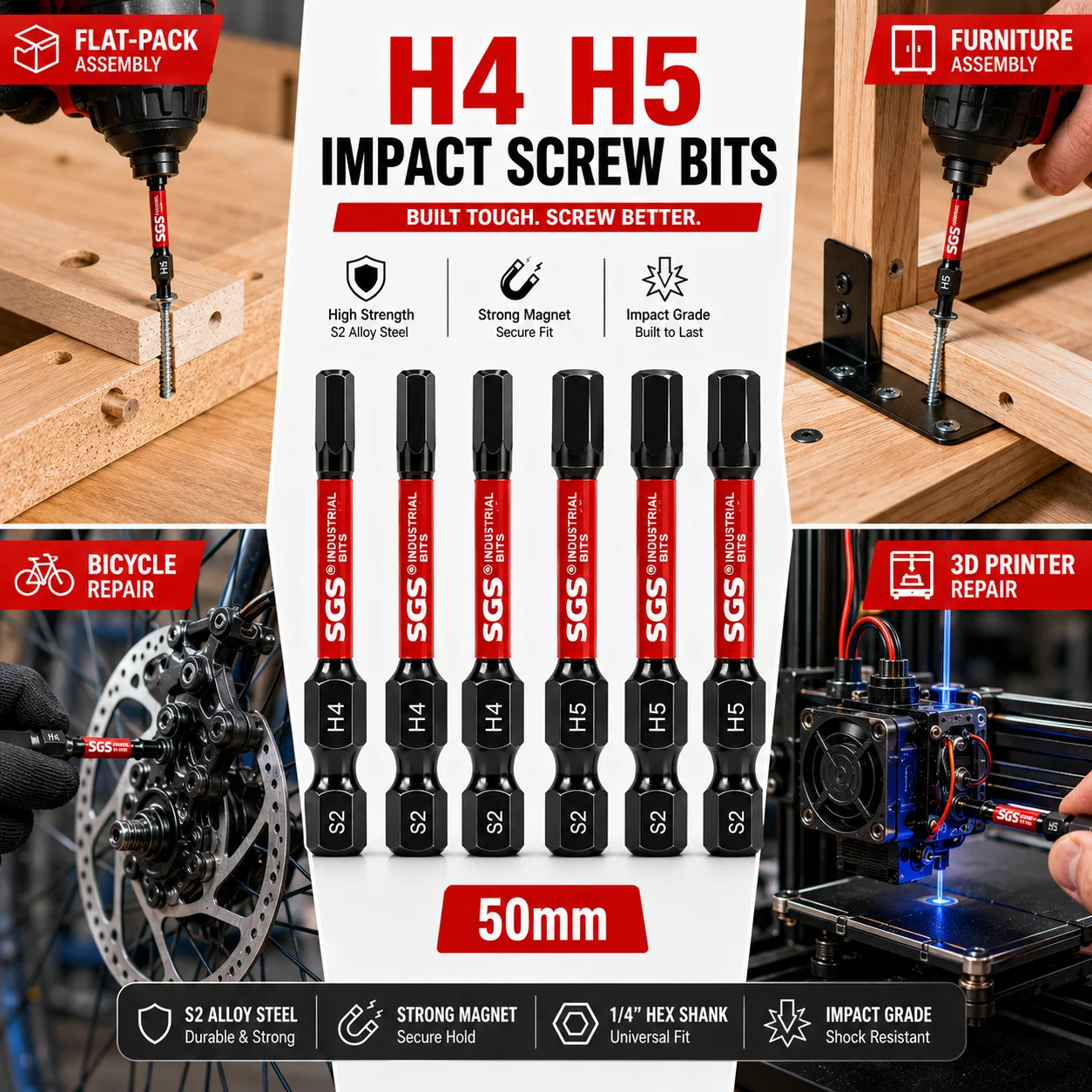 6-Piece Set of H4 H5 Magnetic - Drill Bit Set 评论和价格