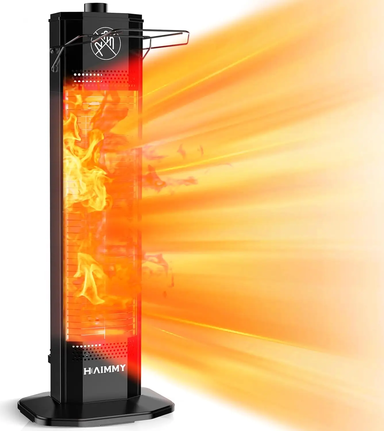 Outdoor Electric Patio Heater, Haimmy 27- inch Outdoor Electric Patio Heater, 1200W Instant Heating, 2 Heat Levels, Tip-Over & O