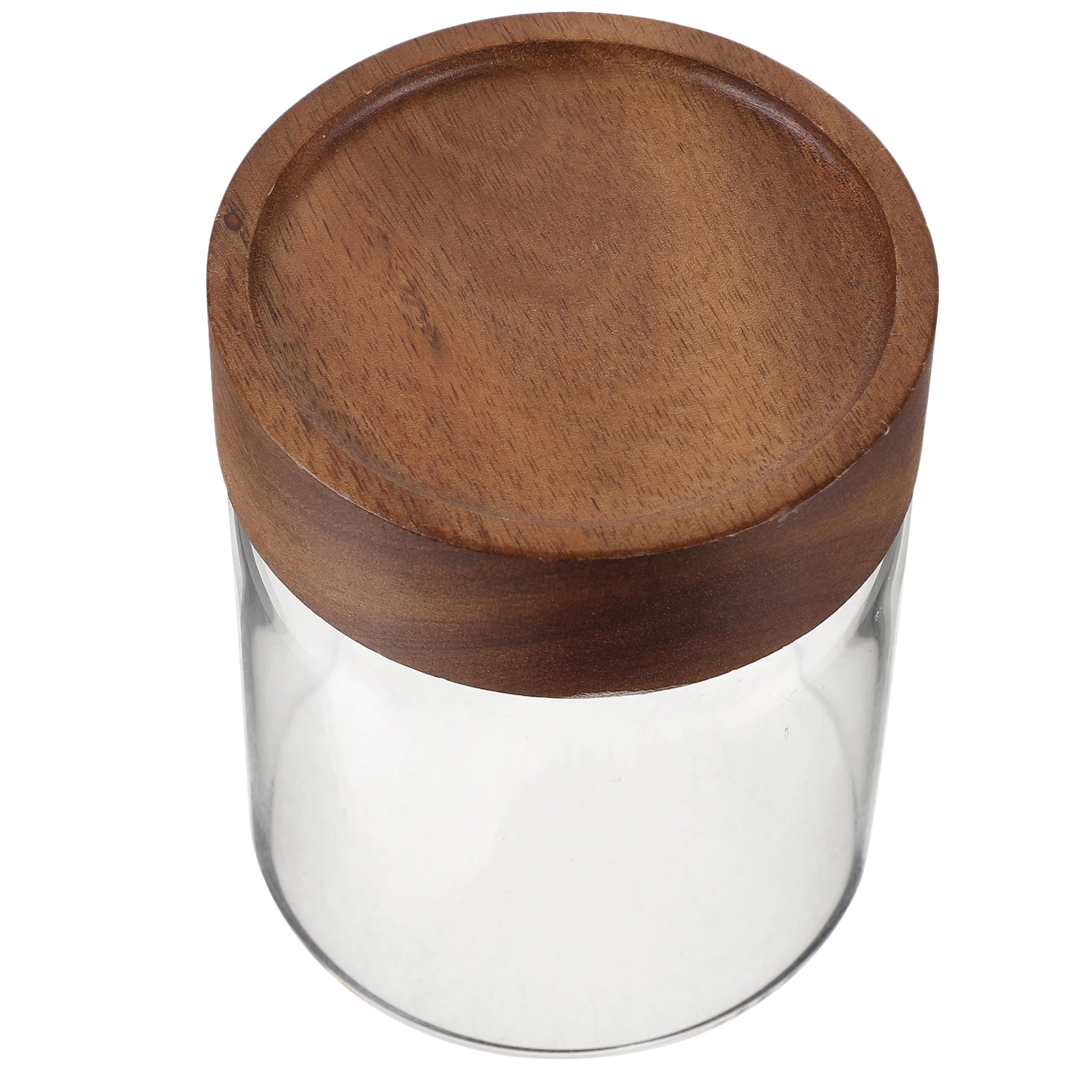 

Glass Storage Jar 8cm 330ml Sealed Containers Food Airtight Wood Lid Kitchen Canisters Cereals Dried Food Tea Coffee Organizing