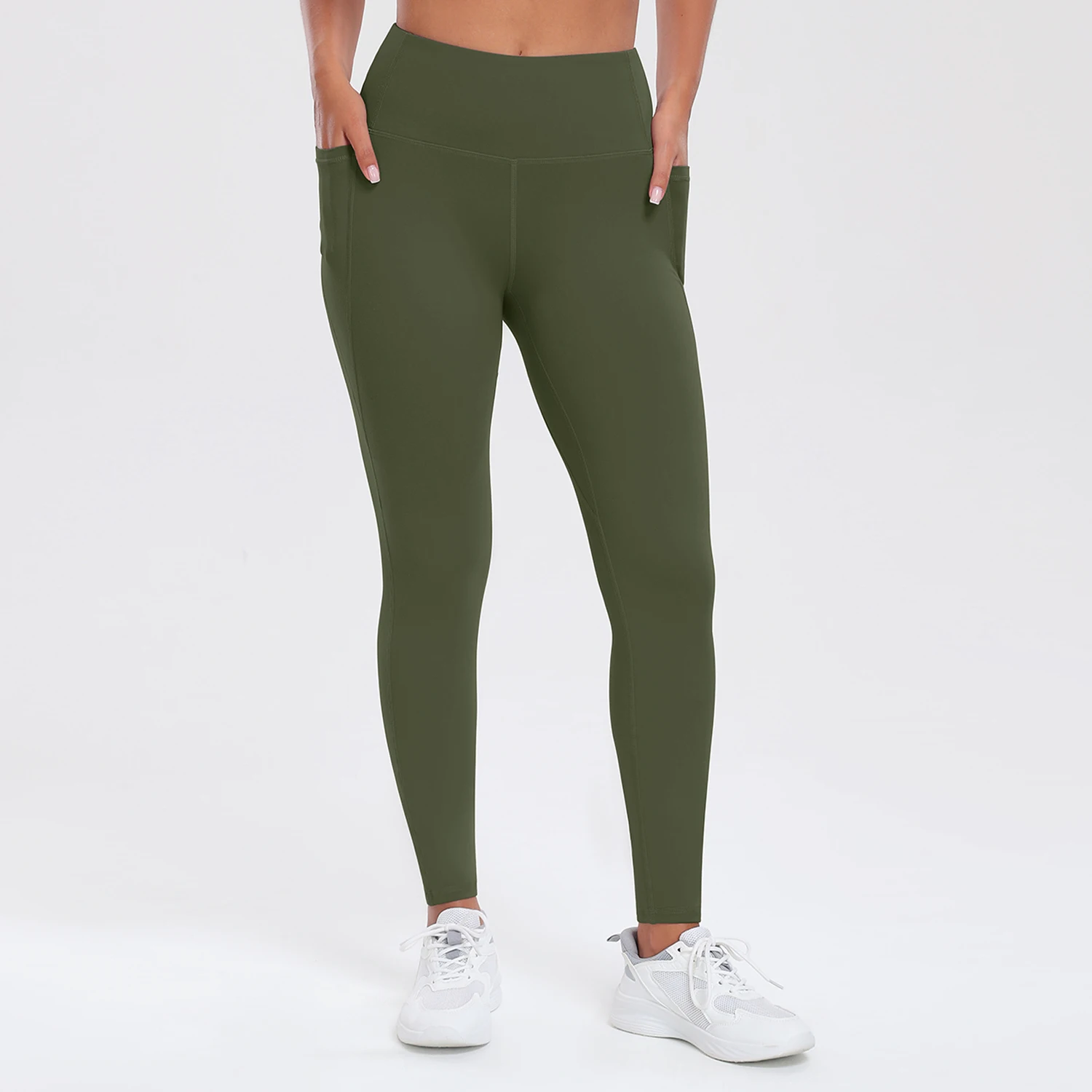

Sports Leggings High Waist Solid Pocket Daily Workout Butt Lifting All Season Women Slim Elastic Tight Sportswear