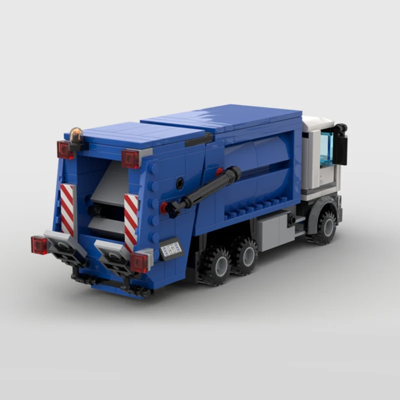281PCS Blue Garbage Truck Model MOC Building Bricks City Car Modular Technology Assemble Toys Suit Children Holiday Gifts