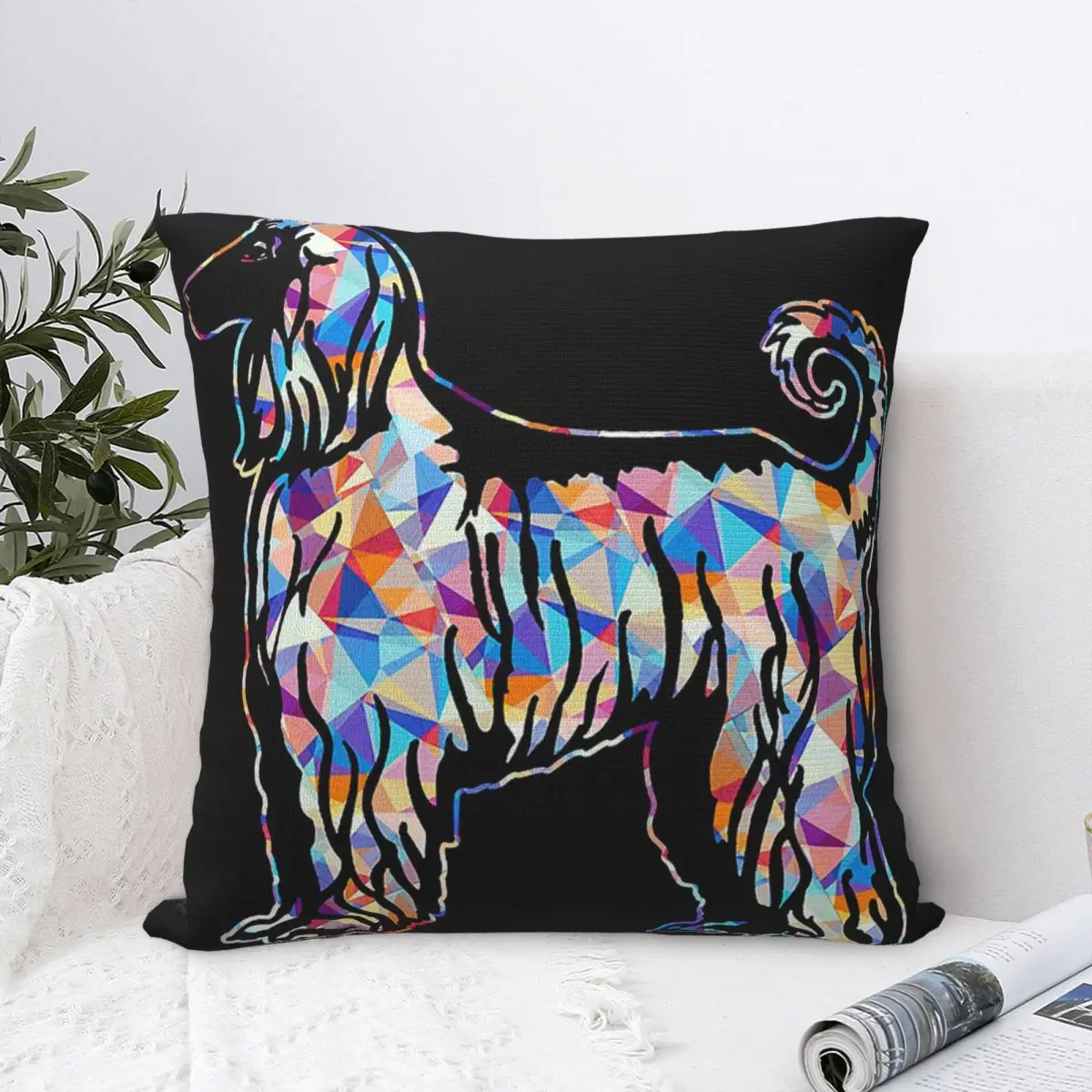 

Cool And Awesome Afghan Hound Geometric Square Pillowcase Polyester Pillow Cover Zip Decorative Comfort Throw Pillow For Home