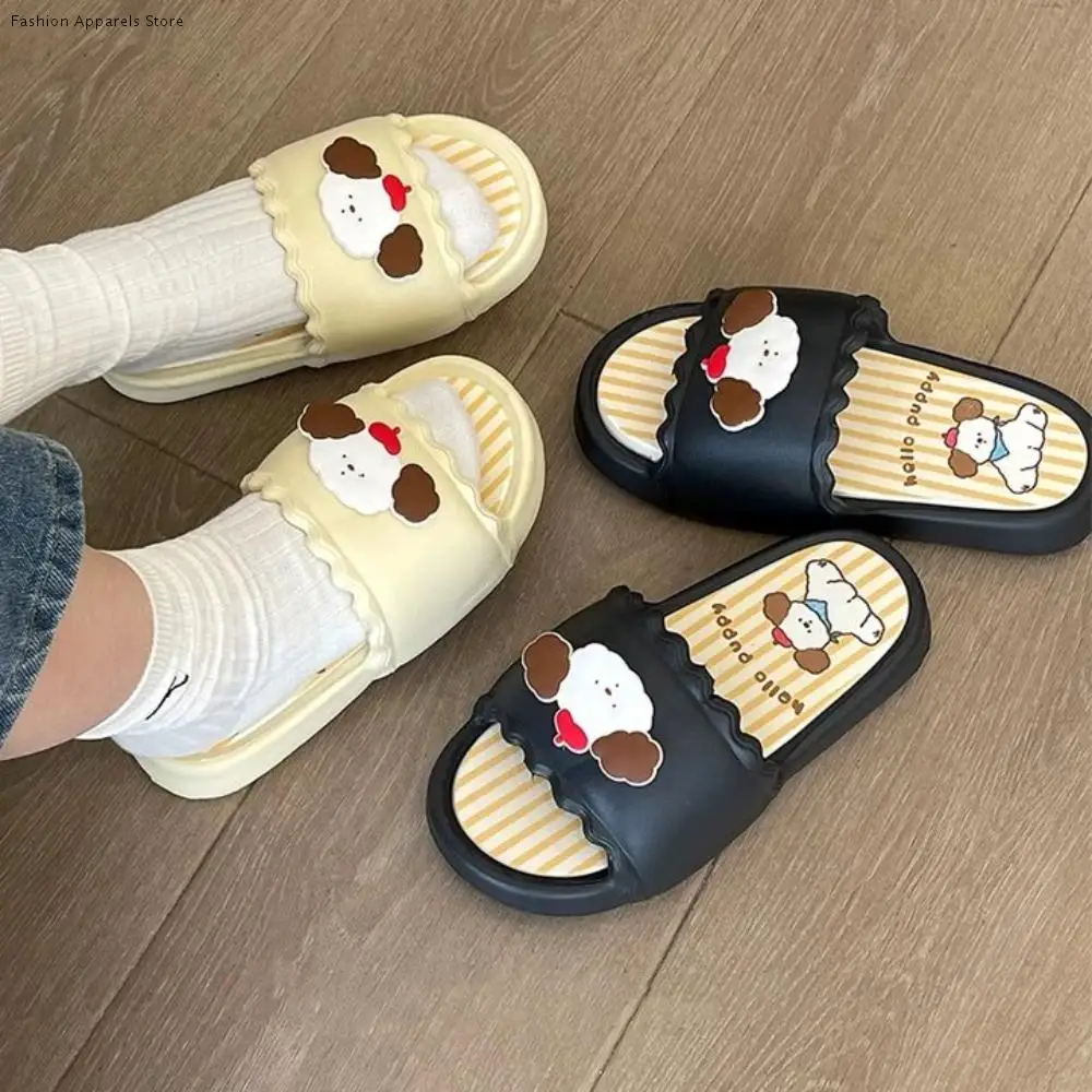 

Soft Outer Wear Shoes Y2K Puppy Slippers Thick Soled Platform Women Cartoon Slippers EVA Anti Slip Thick Slides Sandals Homewear
