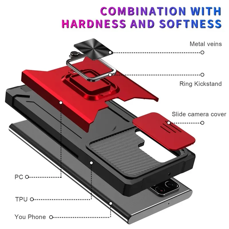 QWShockproof Armor for Samsung Galaxy S22 Ultra S21 FE  S23 S24 FE PLUS ULTRA Note 20 UltraWith Card Solt   Cover