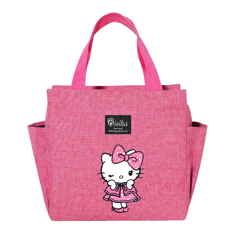 Hello Kitty Sanrio Lunch Bag Cartoon Cute Print Insulation pasto Pack scatola di immagazzinaggio termica con cerniera per alimenti isolata di grande