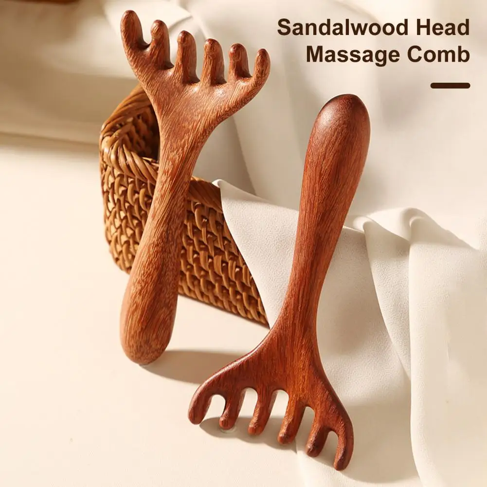 

Sandalwood Head Massage Comb GuaSha Tool Back Scratcher Wide-Tooth Comb for Curly Hair Scalp Massager for Stress Relief