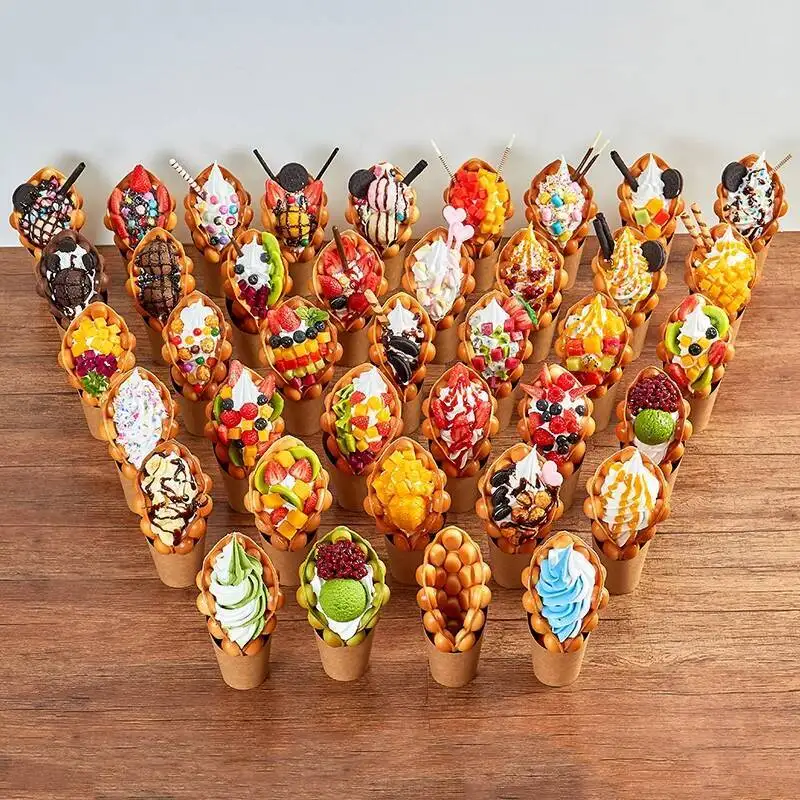 

Simulation Prop Fake Food Ice Cream Eggettes Puff Egg Bubble Waffle Model Window Display Decor