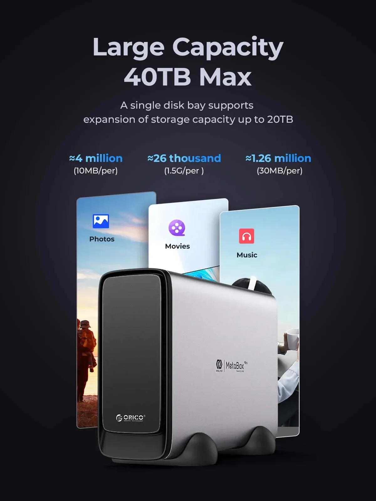 ORICO NAS Network Storage For Personal Network Attached Storage Compatible with 3.5 Inch HDD Case Automatic Backup Remote Access