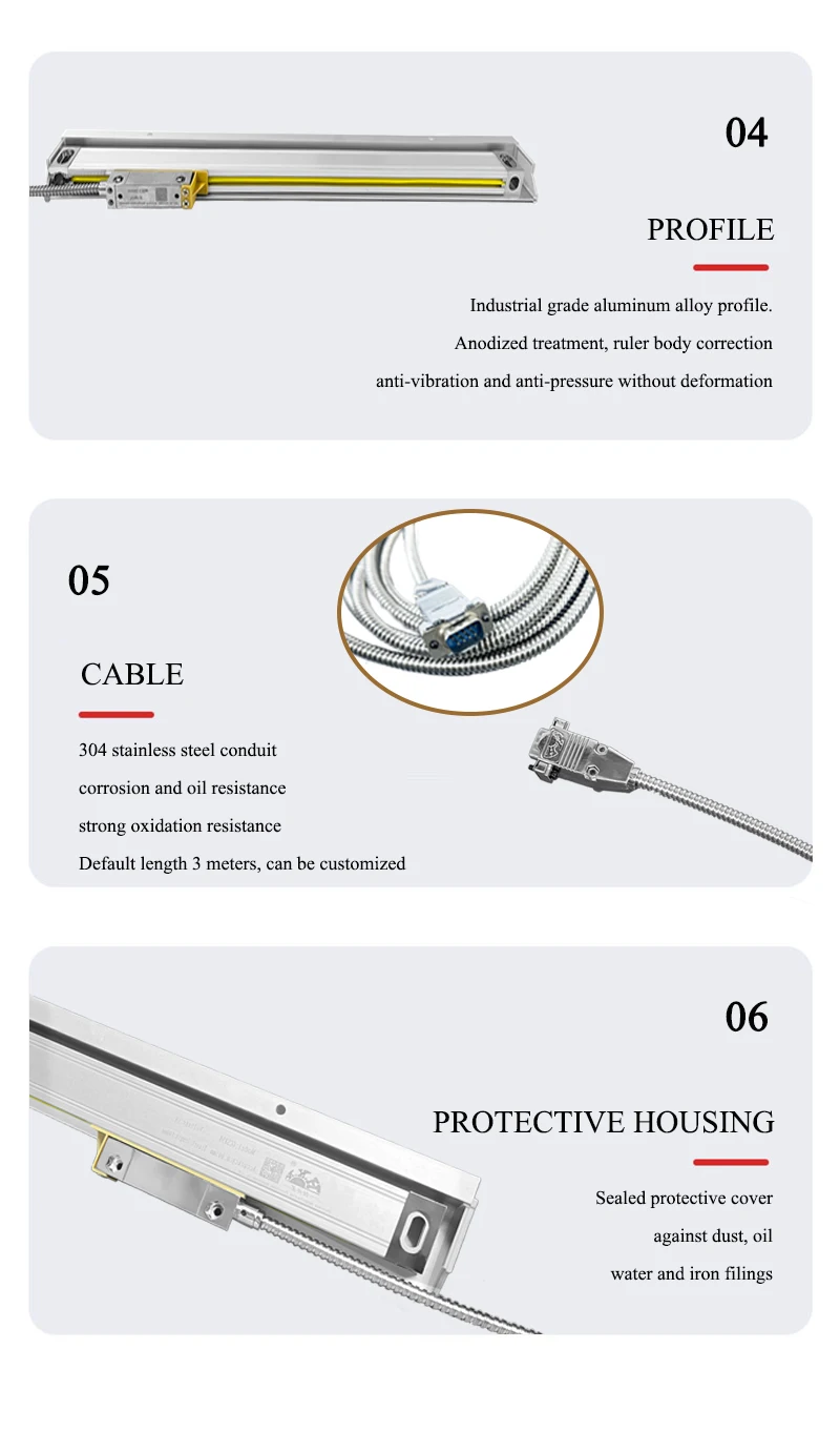 HXX High Accuracy 0.001mm TTL 5VDC 500 600 650 700 750 800 850 900 1000mm Linear Scale 1um Optical Encoder Optical Grating Ruler