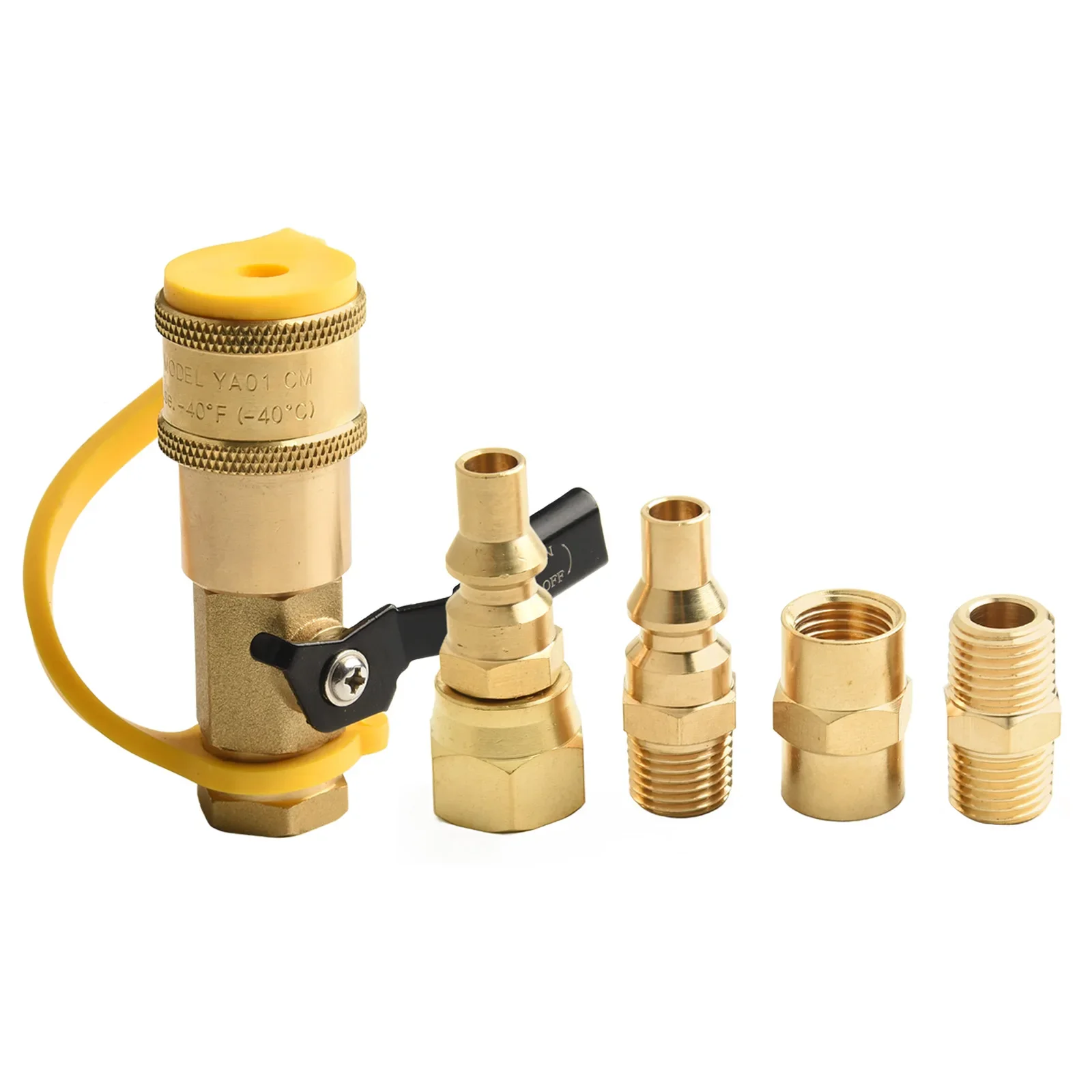

5x RV For Propane Quick Connect Adapter 14 Globe Valve Brass Construction Easy Connection for Outdoor Barbecues