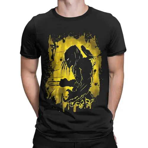 Imagen 1 del producto Camiseta de algodón puro de manga corta con estampado de alien versus Predator, Hunter, película de terror de los años 80, espacio persistente