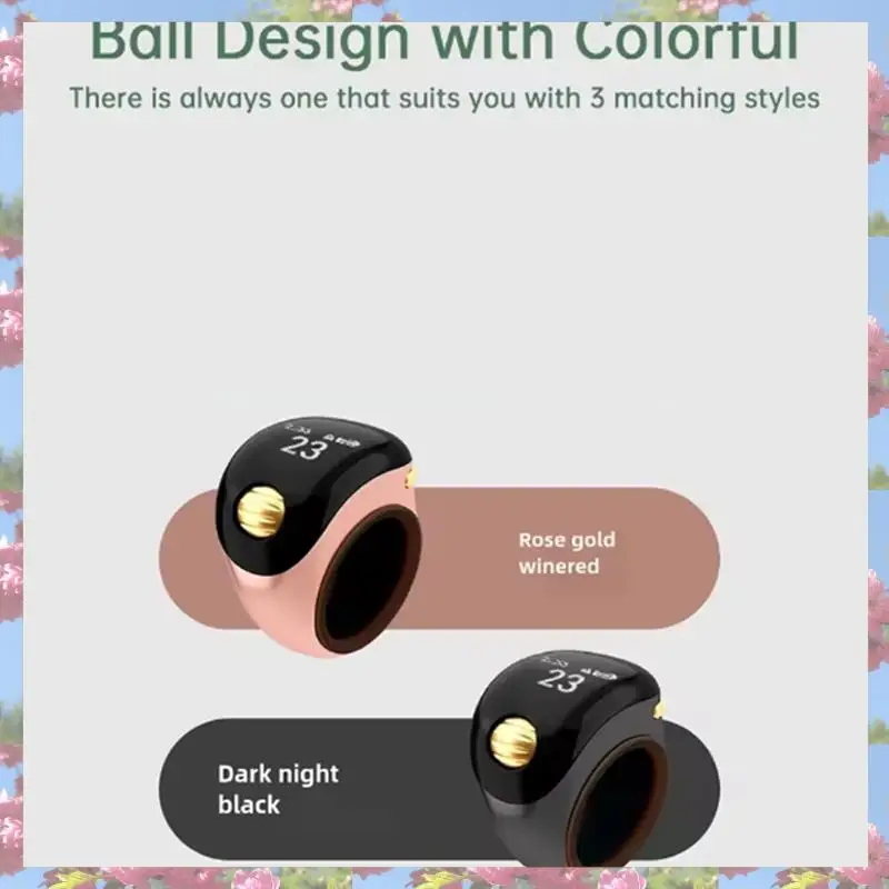 L72A-Ring Type Portable Ball Finger Counter With Rechargeable Type C Adjustable OLED Screen Mini Counter Battery Display Pink