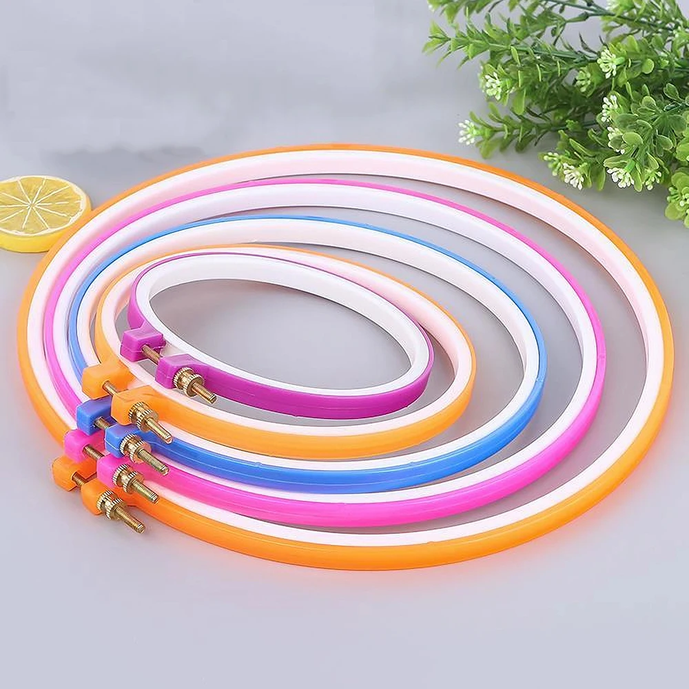 10/20pcs 11-Inch Adjustable Plastic Frame Embroidery Hoop Ring For Cross Stitch Machine Round Loop Color Random