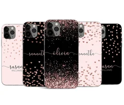 Personalised phone case initials Name Rose Gold Love Custom cover For iPhone 13 SE 6s Plus 7 8 X Xs max Xr 11 14 12 Pro Max mini