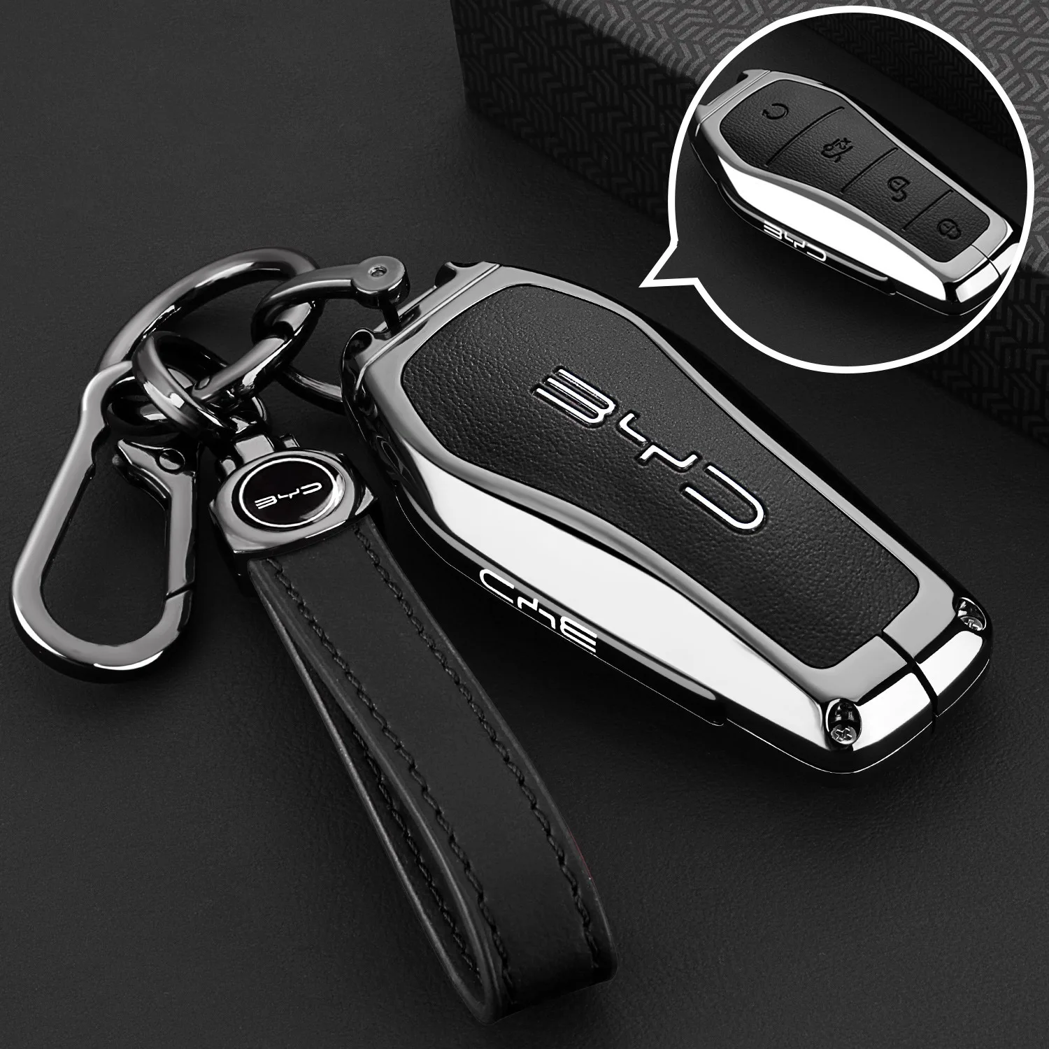 

Car Key Case for BYD Atto 3 2022 2025 2026 Accessories Keychain Remote Protection Cover Bag Shell Housing Ring Holder Fob
