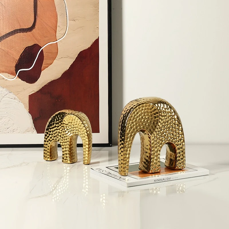 

Modern light luxury abstract gold dot elephant ceramic small ornament living room wine cabinet