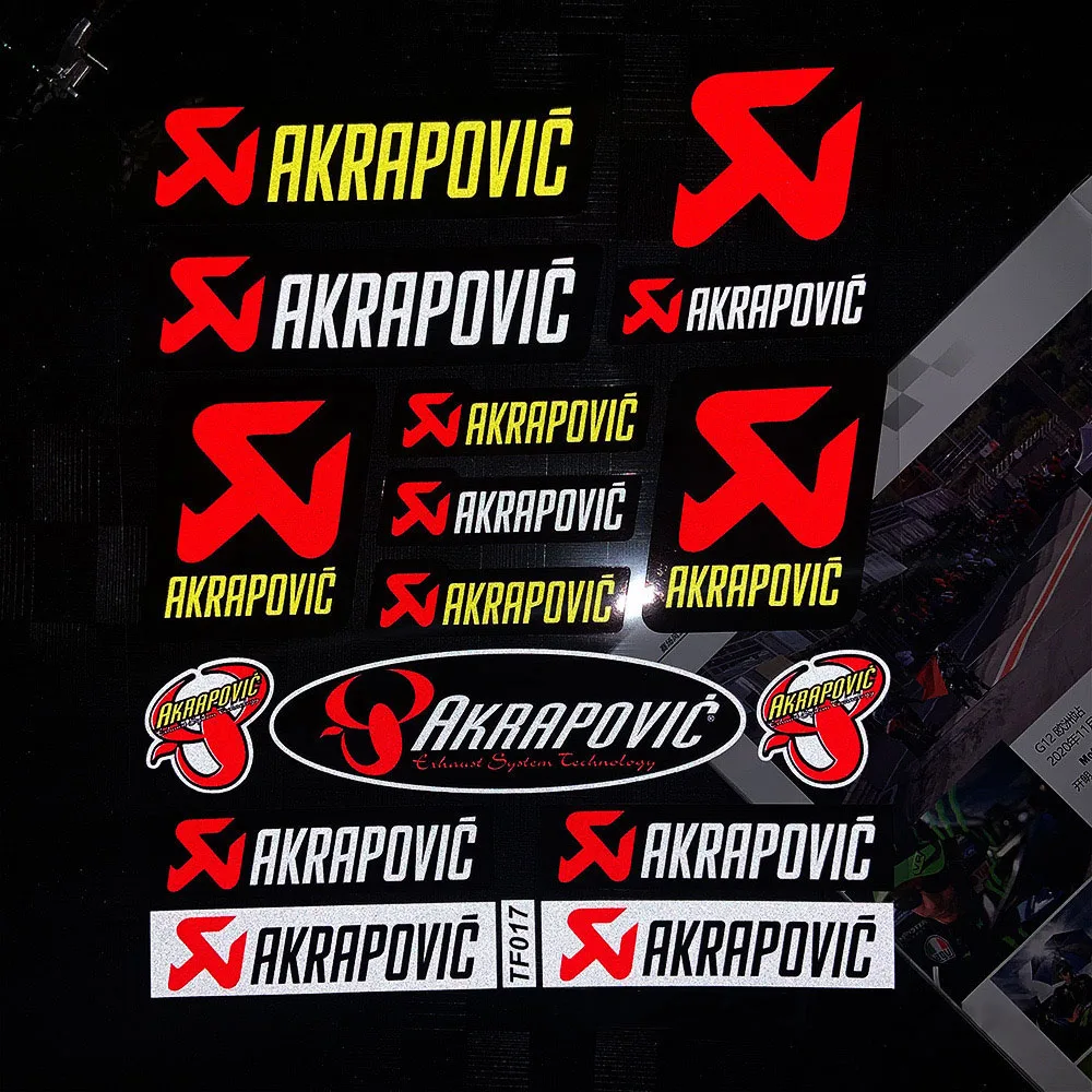 Motorcycle Refit Accessories Racing Sponsor Akrapovic Exhaust Pipe Helmet Decals Reflective Laser Stickers Cover Scratches