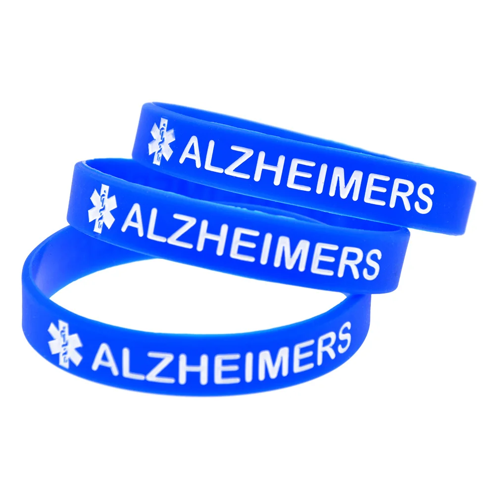 ALZHEIMERS Medical Alert ID Silicone Bracelets Wristbands Adult Size 5 Pcs