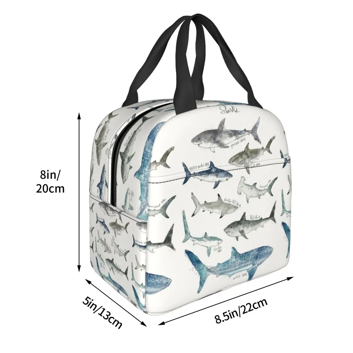 Sharks Insulated Lunch Bag for Women Kids Leakproof Food Boxes Thermal Lunch Box Tote