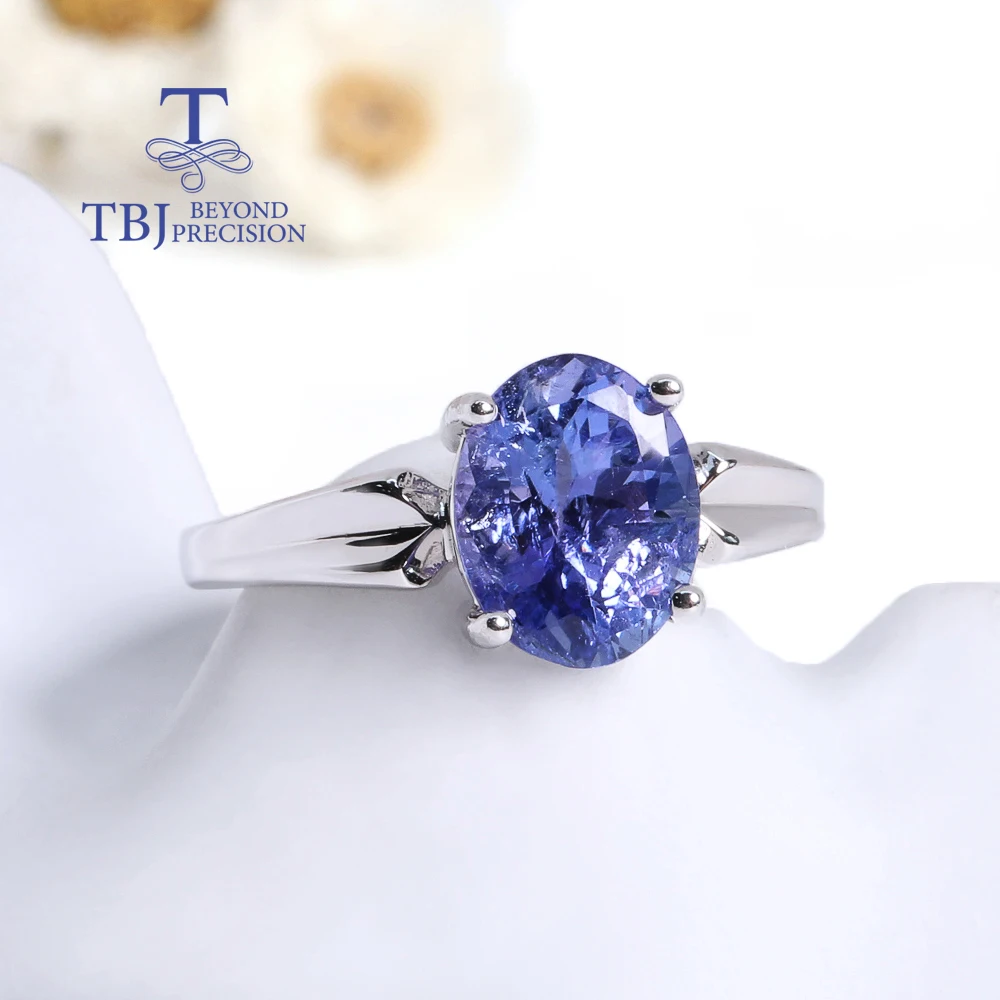 

Simple design Real gemstone Natural inclusion quality blue Tanzanite Ring 925 silver fine jewelry women girls birthday gift