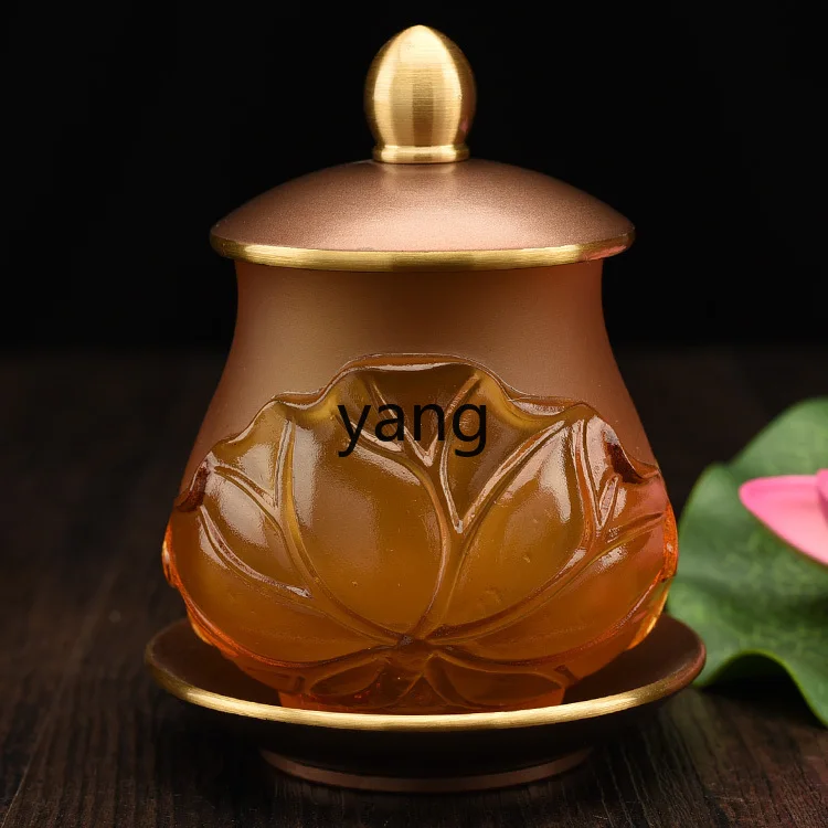 أواني ZL البوذية، زجاج قديم لكوب الماء المقدس، كوب تنقية المياه، وزخرفة أمام بوذا #2