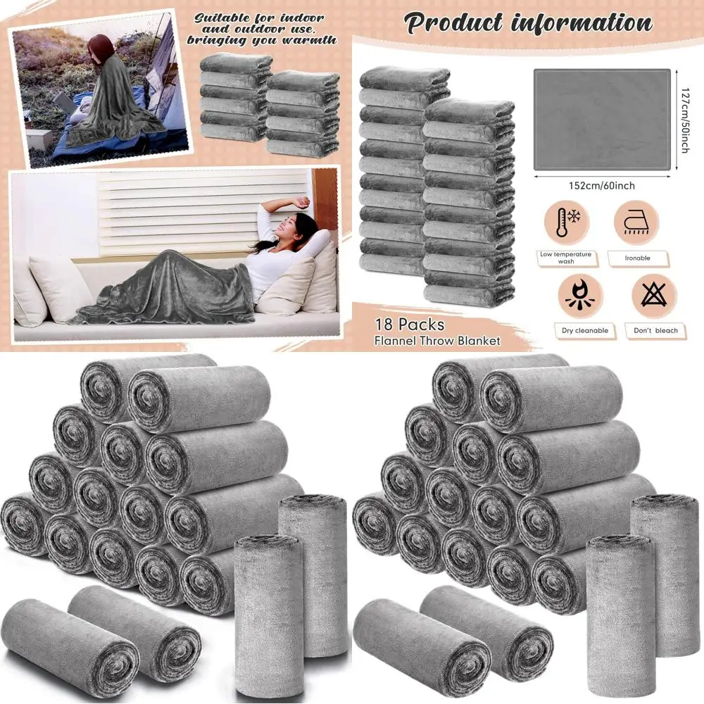 

Массовые 18 шт. Мягкие флисовые одеяла 50x60, темно-серые, идеально подходят для свадебных сувениров, дома, использования на открытом воздухе