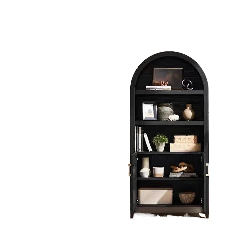 

American solid wood retro arched bookcase modern simple home storage