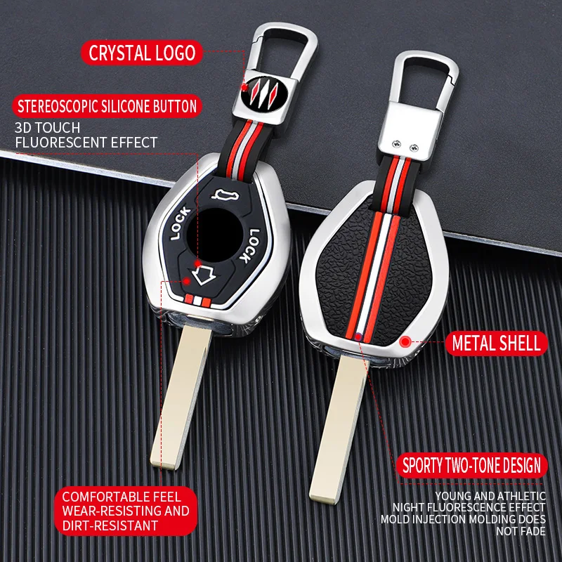 Metal Car Key Cover Fob Case Shell for BMW 3 5 7 Series X5 E53 X3 F83 E46 E39 E38 E60 E63 E61 E64 330i Z3 Z4 E85 E86 M5 325i