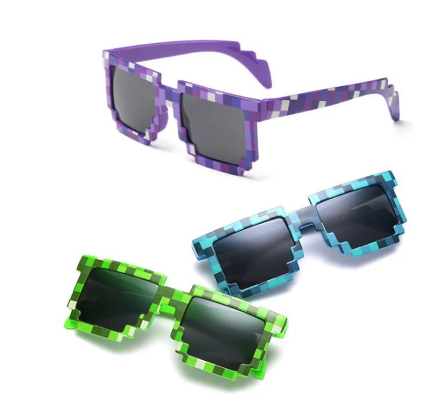 5colors Fashion Sunglasses Kids cos play action Game Toy Minecraftereds Square Glasses with EVA case Toys for children gift