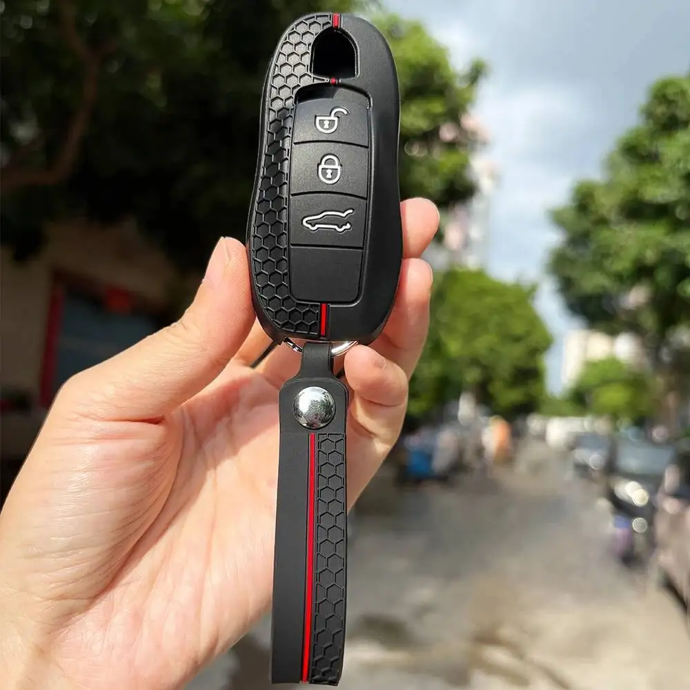 Schlüsselanhängerhalter für Porsche Macan Cayman Spyder 718 Boxster 718 Panamera Spyder Carrera Schlüsseletui Fob Covers Set