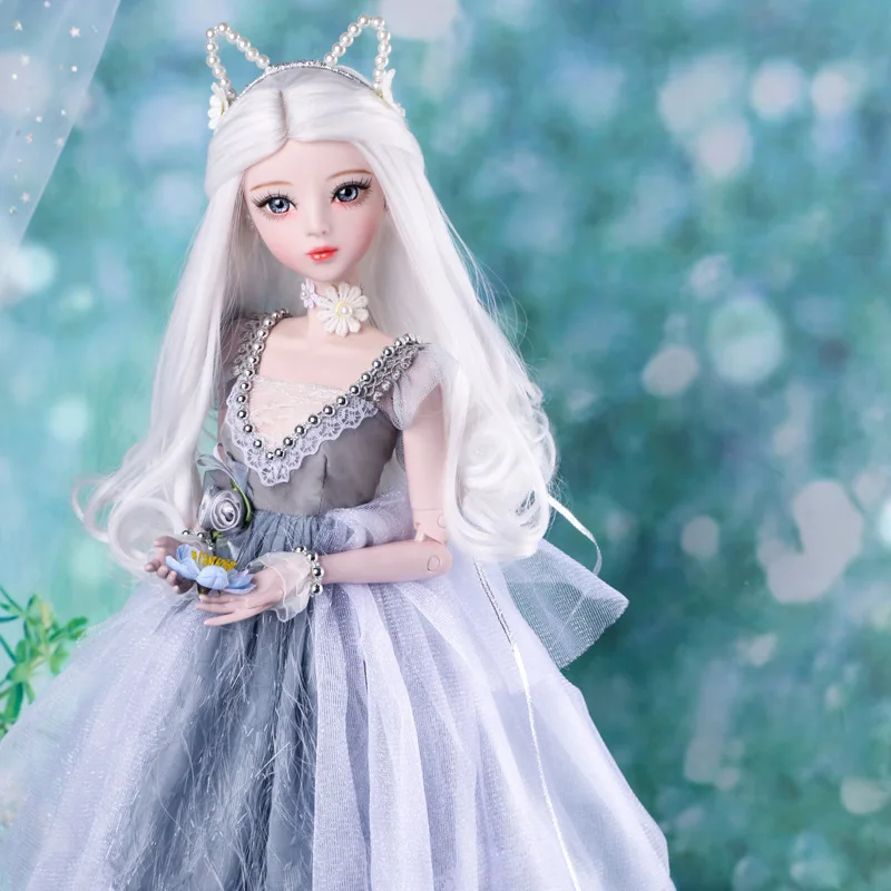 60cm Cat Princess Dolls Handpainted Makeup Bjd 1/3 Doll Full Set with Wig Clothes Balljointed Girls Dolls Toys for Children Gift