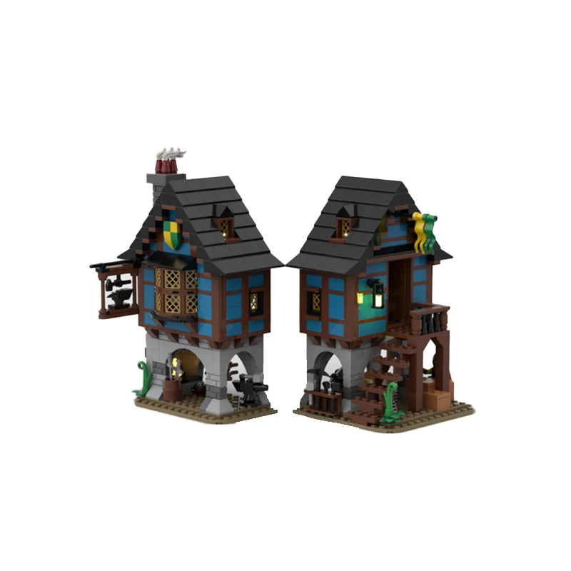 Medieval Street View  Series Modular Building MOC Lane Blacksmith's Shop Model Technical Bricks Assembly Children Toys Gifts