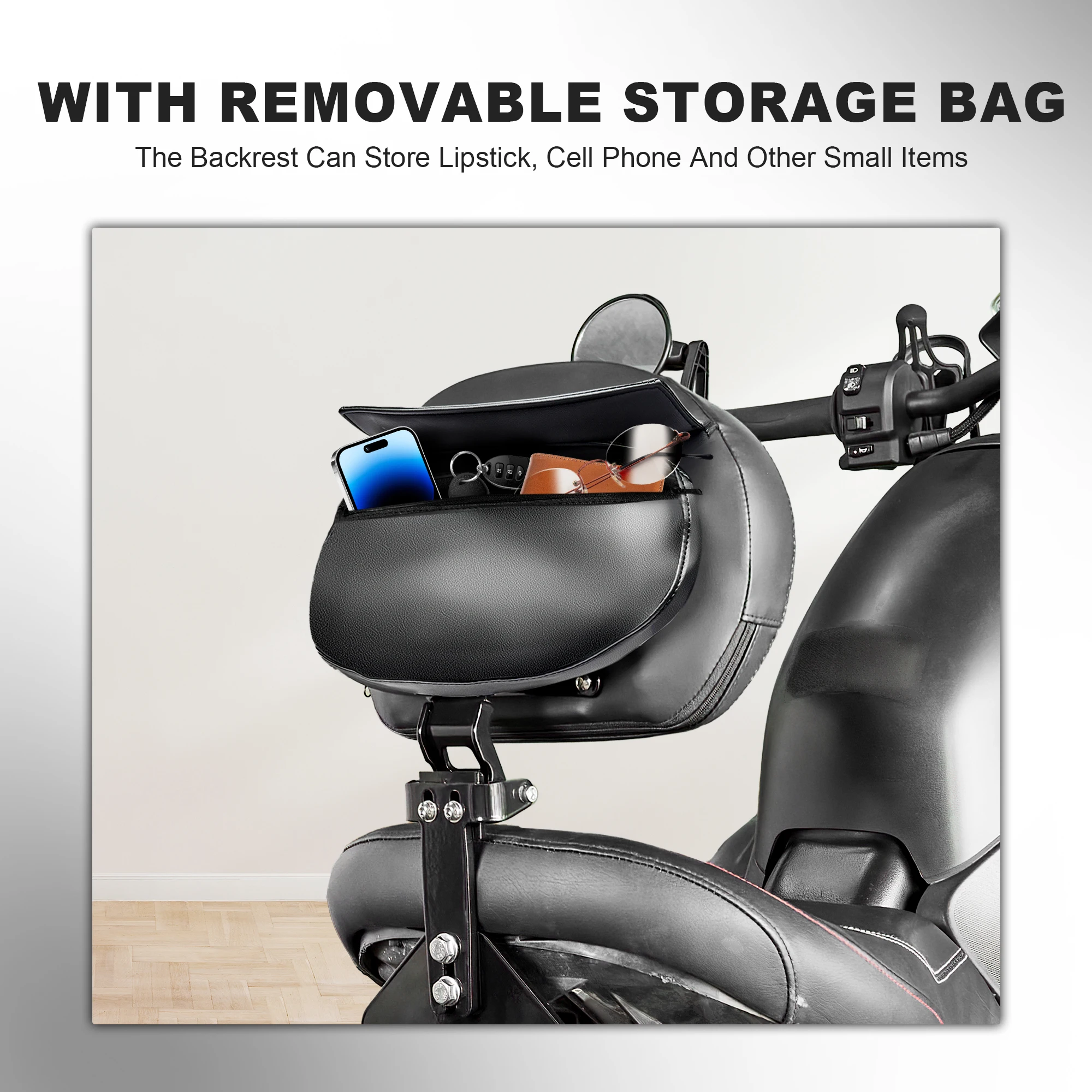Motorcycle Accessory for Can-Am Ryker Memory Foam Driver Backrest with Detachable Storage Pocket | Ultimate Comfort Upgrade view 5