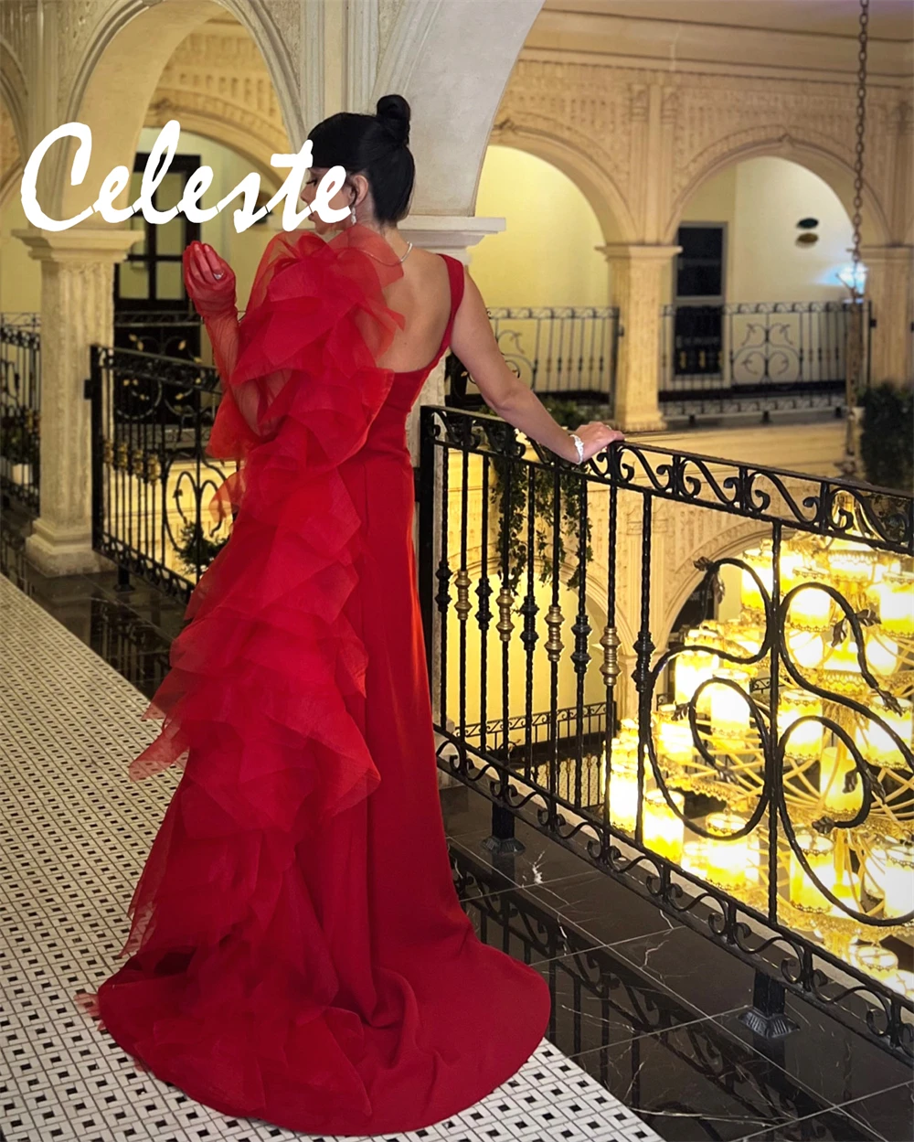 فساتين سهرة مخصصة حديثة من الجيرسيه الأحمر فساتين رسمية لحفلات العودة للوطن برقبة دائرية فساتين كلاسيكية للمناسبات الخاصة