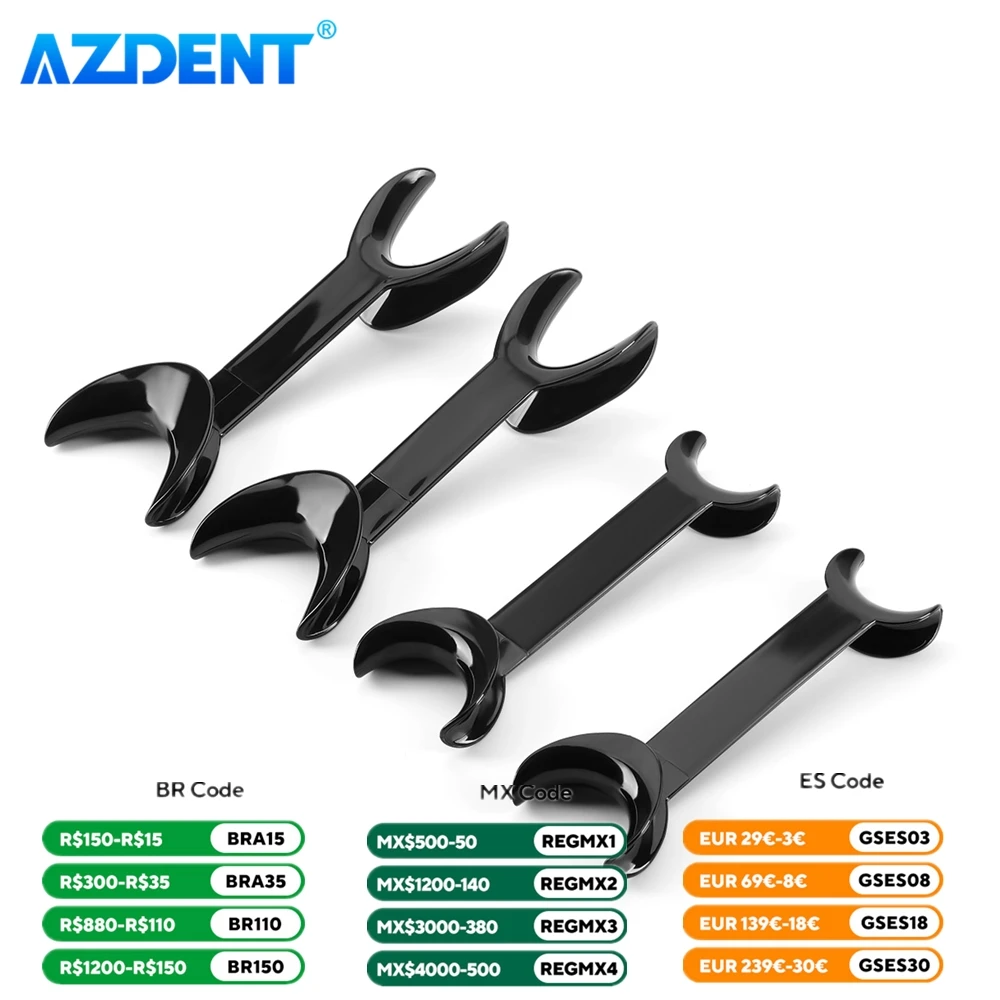 4PCS Dental T-Shape Retractor Cheek Lip Retractors AZDENT Orthodontic Teeth Mouth Opener Double Head Small Large Dentistry Tool