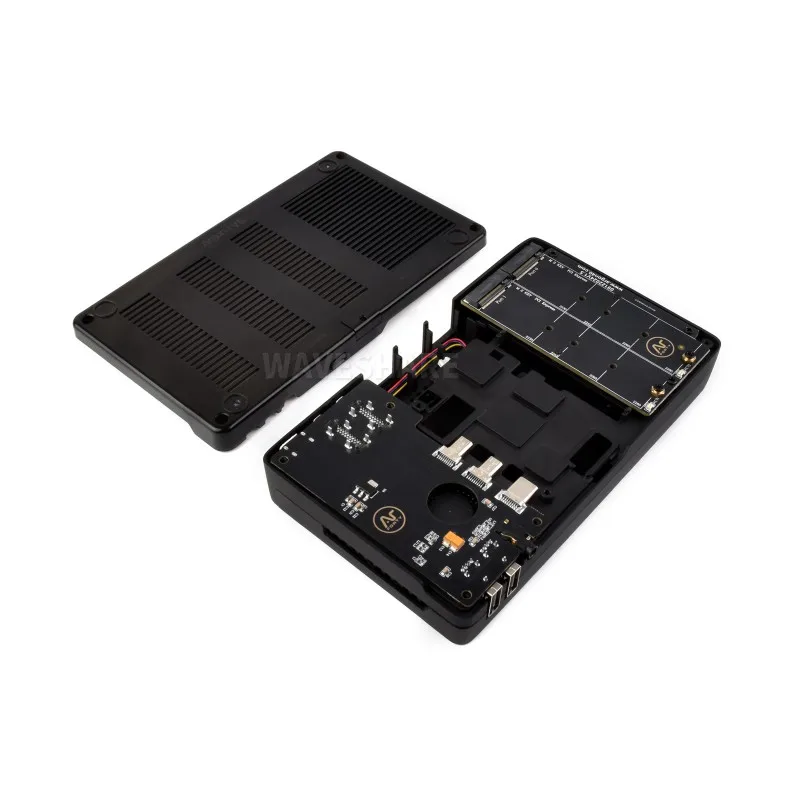 Casing ARGON ONE V5 untuk Raspberry Pi 5, Slot PCIe M.2 NVMe Ganda, Casing Aloi Aluminium, Kipas Pendingin Bawaan