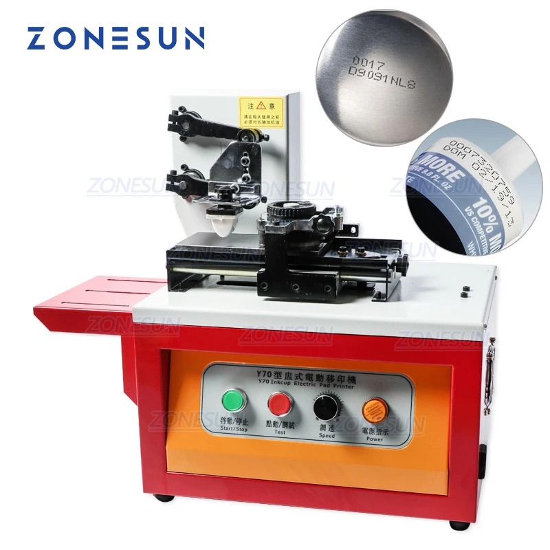 

ZONESUN Automatic Ink Pad Printing Machine Electric Production Date Coding Machine Plastic Milk Carton Bottle Glass Pad Priter