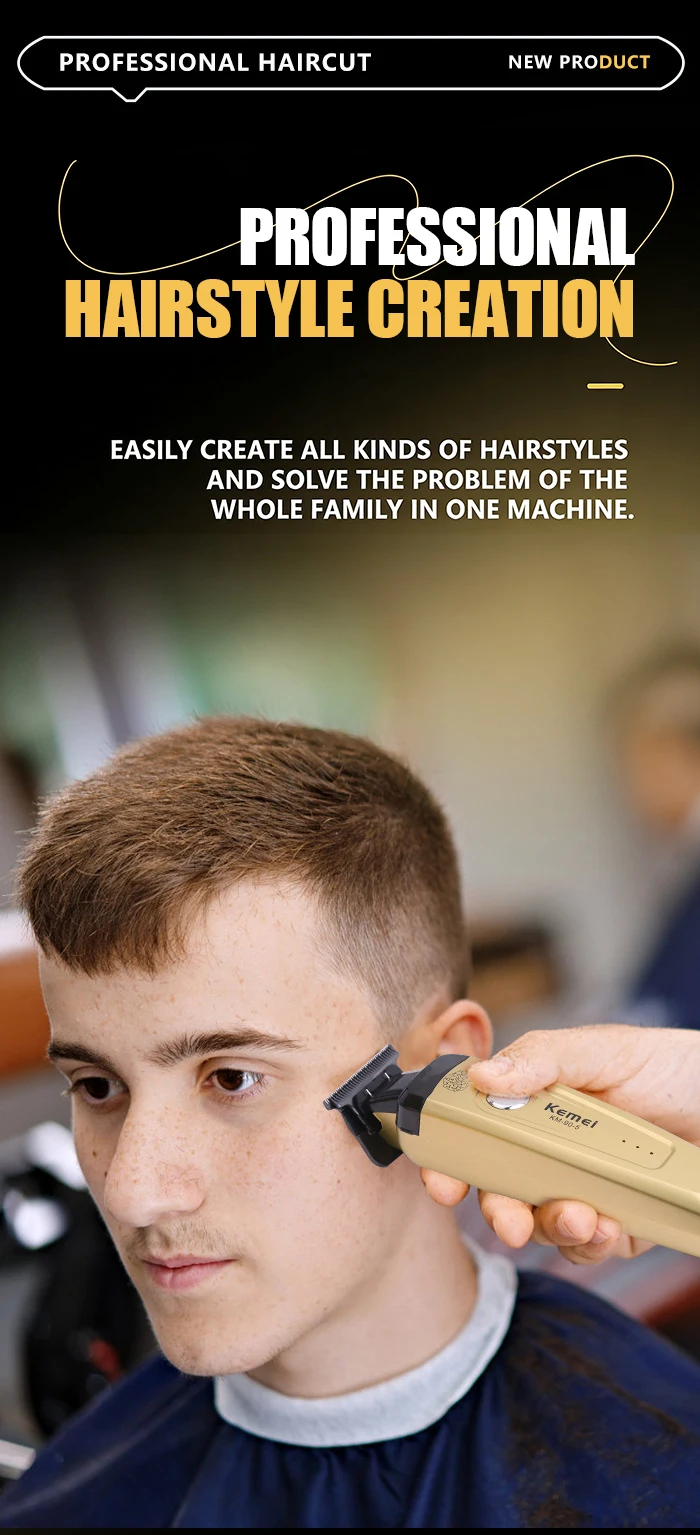Kemei KM-90-5 Professioneller 7500 RPM Haarschneider für Friseure Wiederaufladbarer Trimmer Bürstenloser Motor Haarschneidemaschine für Männer – Detail 8