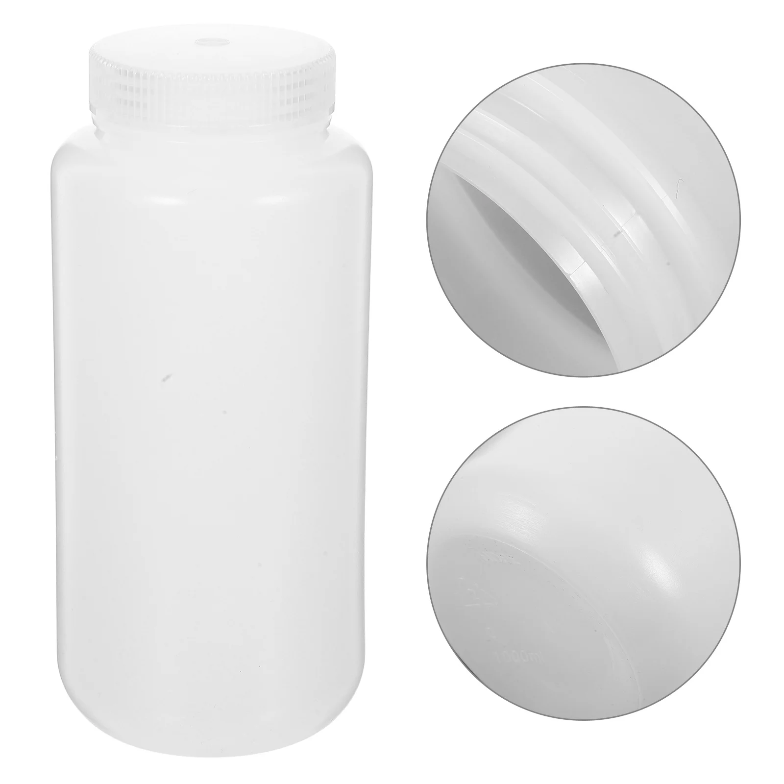 

3Pcs Lab Reagent Bottles Wide Mouth 1000ml Leak-Proof Sealed Plastic Storage Containers White Chemical Sample Bottles