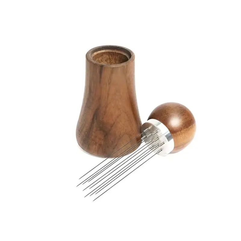 COFA Espresso Coffee Stirrer Needles 0.4mm Espresso Distribution Tools Natural Wood Handle and Stand B