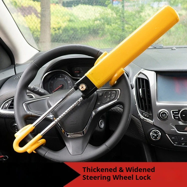 Car Steering Wheel Lock Double Hook U-shaped Anti-theft Lock Auto Parts Adjustable Telescopic
