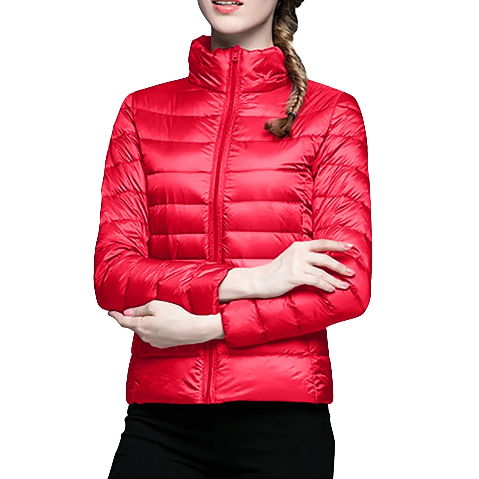 Women Warm Lightweight Jacket Windproof Winter Coat With Recycled Insulation Winter Slim Short Hooded Warm White Duck Down