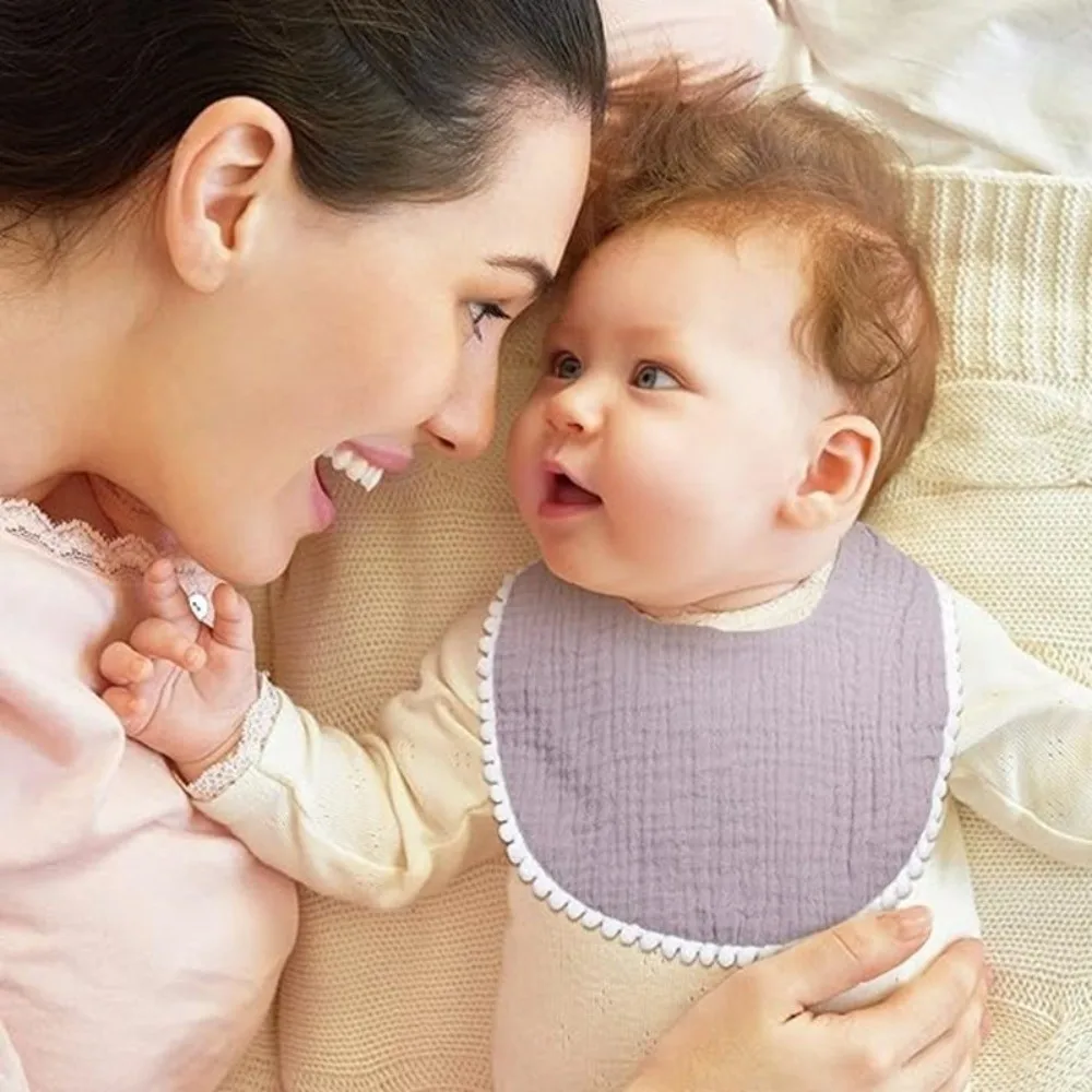 

High Quality Soft Teething Bib Absorbent 360 Degree Wrap Toddler Burp Cloth Flounce Comfortable Muslin Bibs Boys Girls