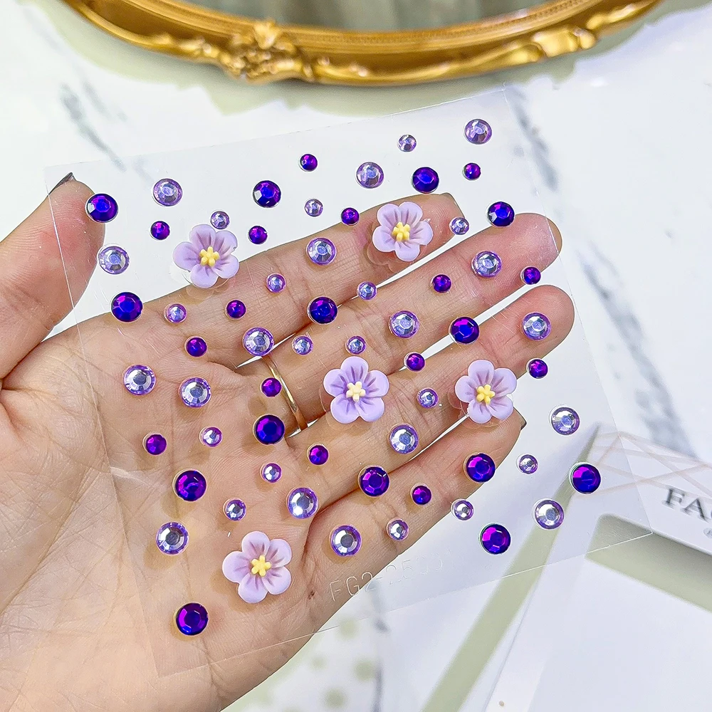 1 Blatt 3D verträumte Muschelperlen Edelsteine Gesichtsaufkleber funkelnde Meerjungfrau Diamant temporäre Tattoos DIY Körperkunst Bühnen-Make-up Strass – Detail 6