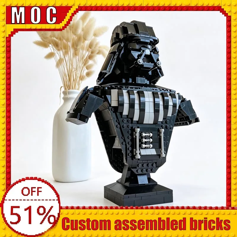 

NEW 895 PCS War Hero Dark Bust Moc Fits Official Helmet Custom Building Blocks MOC Model Education Assembly Toy Festival Gifts